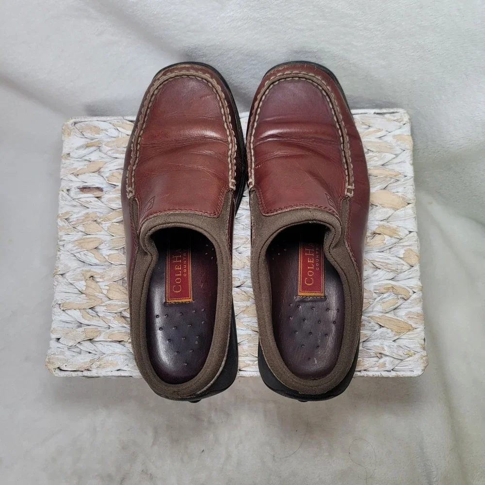 Cole Haan County Retro Air Cushioned Leather Mules Burgandy Minimalist Size 7.5B - Picture 6 of 9